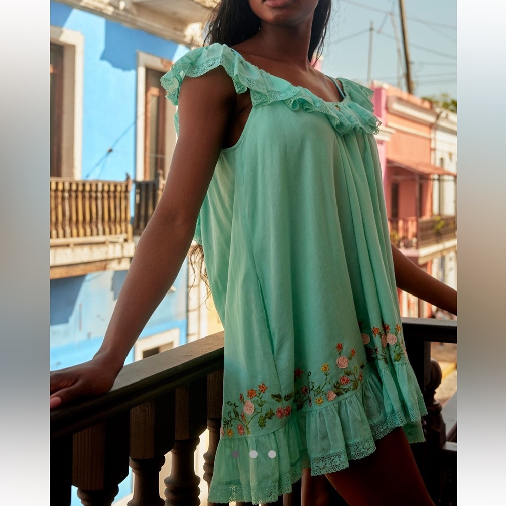 FREE PEOPLE buttercup embroidered mini dress